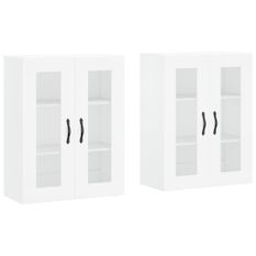 Armoires murales 2 pcs blanc bois d'ingénierie