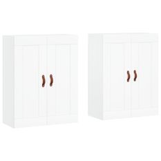 Armoires murales 2 pcs blanc bois d'ingénierie
