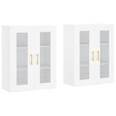 Armoires murales 2 pcs blanc bois d'ingénierie