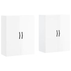 Armoires murales 2 pcs blanc brillant bois d'ingénierie