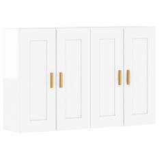 Armoires murales 2 pcs blanc brillant bois d'ingénierie