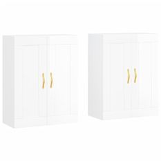 Armoires murales 2 pcs blanc brillant bois d'ingénierie