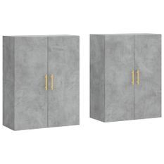 Armoires murales 2 pcs gris béton 69,5x34x90 cm