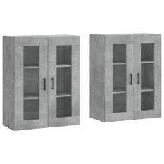 Armoires murales 2 pcs gris béton bois d'ingénierie