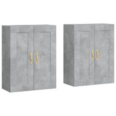 Armoires murales 2 pcs gris béton bois d'ingénierie