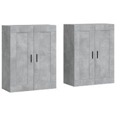 Armoires murales 2 pcs gris béton bois d'ingénierie