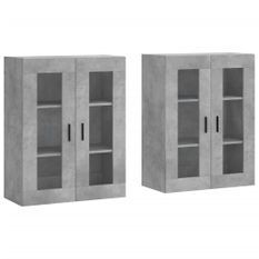 Armoires murales 2 pcs gris béton bois d'ingénierie