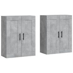 Armoires murales 2 pcs gris béton bois d'ingénierie