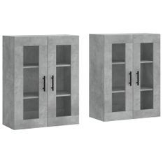 Armoires murales 2 pcs gris béton bois d'ingénierie