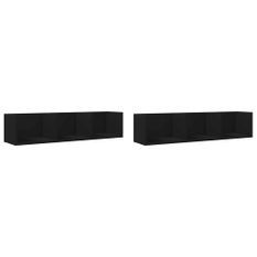 Armoires murales 2 pcs noir 75x18x16,5 cm bois d'ingénierie