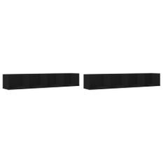 Armoires murales 2 pcs noir 99x18x16,5 cm bois d'ingénierie