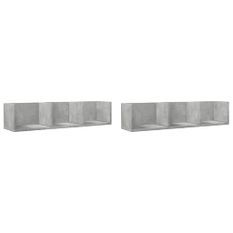 Armoires murales 2pcs gris béton 75x18x16,5cm bois d'ingénierie