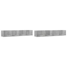 Armoires murales 2pcs gris béton 99x18x16,5cm bois d'ingénierie