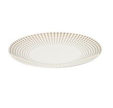 Assiette ronde céramique blanc et doré Narsh D 25 cm