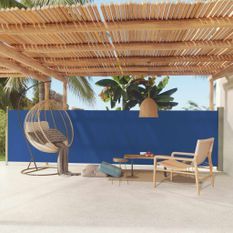 Auvent latéral rétractable de patio 140x600 cm Bleu
