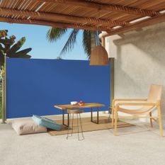 Auvent latéral rétractable de patio 160x300 cm Bleu