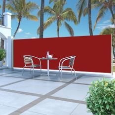 Auvent latéral rétractable de patio 160x500 cm Rouge