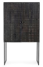 Bahut 2 portes acier et bois de manguier noir Dody 90 cm