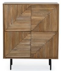 Bahut 4 portes DARSEY 92 cm – Bois de manguier & pieds acier noir