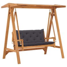 Balancelle avec coussin anthracite 170 cm Bois de teck solide