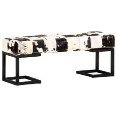 Banc 110 cm Noir Patchwork Cuir véritable de chèvre