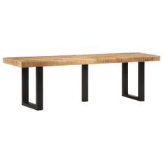 Banc 160 cm bois de manguier brut massif et acier