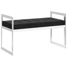 Banc 97 cm Noir Velours et acier inoxydable