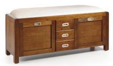 Banc à chaussures 3 tiroirs 2 portes en bois massif de Mindy SOKY