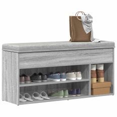 Banc à chaussures sonoma gris 102x30,5x45 cm bois d'ingénierie