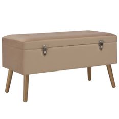 Banc avec compartiment de rangement 80 cm Beige Velours