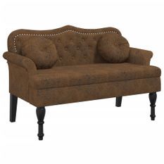 Banc avec coussins marron 120,5x65x75 cm similicuir daim