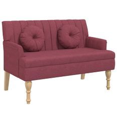 Banc avec coussins rouge bordeaux 113x64,5x75,5 cm tissu