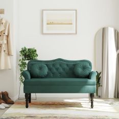 Banc avec coussins vert foncé 120,5x65x75 cm velours