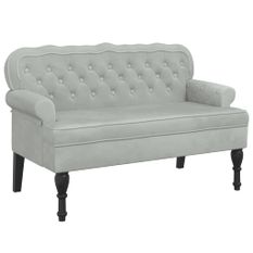 Banc avec dossier gris clair 119,5x64,5x75 cm velours