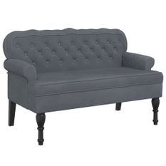 Banc avec dossier gris foncé 119,5x64,5x75 cm velours