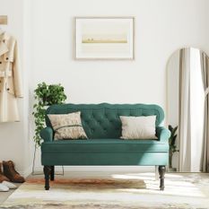 Banc avec dossier vert foncé 119,5x64,5x75 cm velours