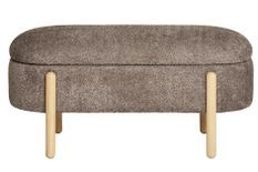 Banc avec rangement tissu marron & pieds en bois naturel BRANCA 97 cm