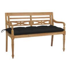 Banc Batavia avec coussin noir 120 cm Bois de teck massif 2