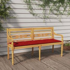 Banc Batavia avec coussin rouge 150 cm Bois de teck massif