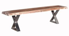 Banc bois massif et pieds en croix acier chromé Kiwa 200 cm