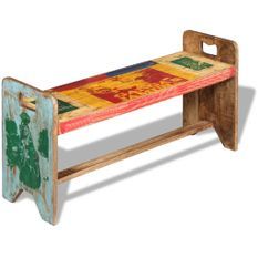 Banc Bois massif recyclé 100 x 30 x 50 cm