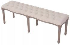 Banc capitonné in beige et pieds bois massif clair Makin 150 cm