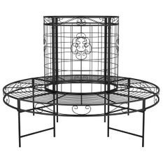 Banc circulaire tour d'arbre Ø137 cm Noir Acier