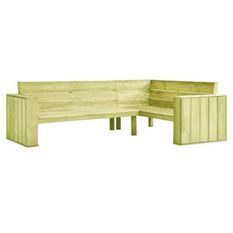 Banc d'angle de jardin pin massif imprégné vert Vralee 239 cm