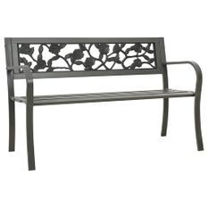 Banc de jardin 125 cm Acier Gris 4