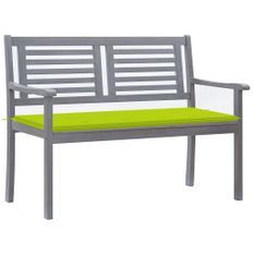 Banc de jardin 2 places avec coussin 120 cm Gris Eucalyptus