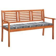 Banc de jardin 3 places avec coussin 150 cm Bois d'eucalyptus 21