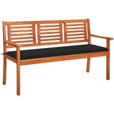 Banc de jardin 3 places avec coussin 150 cm Bois d'eucalyptus 16