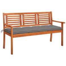 Banc de jardin 3 places avec coussin 150 cm Bois d'eucalyptus 23