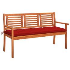 Banc de jardin 3 places avec coussin 150 cm Bois d'eucalyptus 10